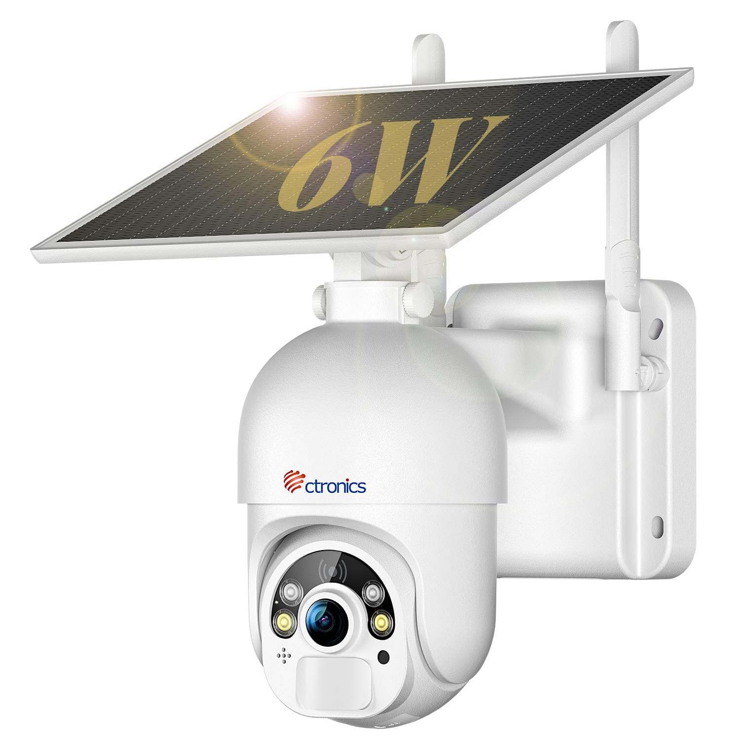 Ctronics 2K 3MP Outdoor Security Camera Solar with 6W Panel, 25m Colour Night Vision & Spotlight, PTZ IP WiFi Battery Camera, PIR Detection, 2-Way Audio, PC/APP Remote, FTP/Cloud/128GB, IP66