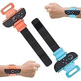 GLDRAM 2 Pack Wrist Bands for Nintendo Switch 1/2 Just Dance 2026 2025 2024 Adjustable Elastic Straps for Zumba Burn It Up for Joycon & Controller, Wristbands for Kid & Adult - Blue & Orange