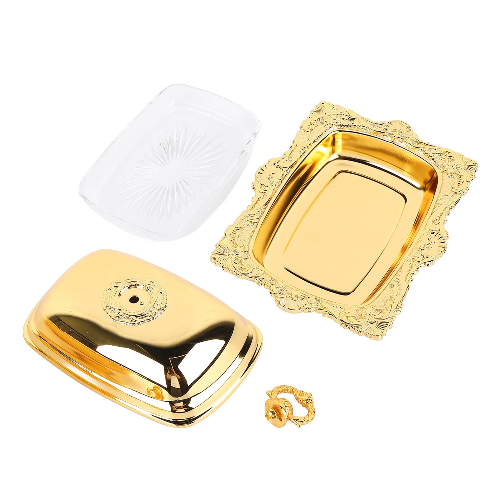 BORDSTRACT Metal Butter Plate, European Vintage Butter Dish Rectangle, Multifunctional Butter Container for Kitchen Refrigerator