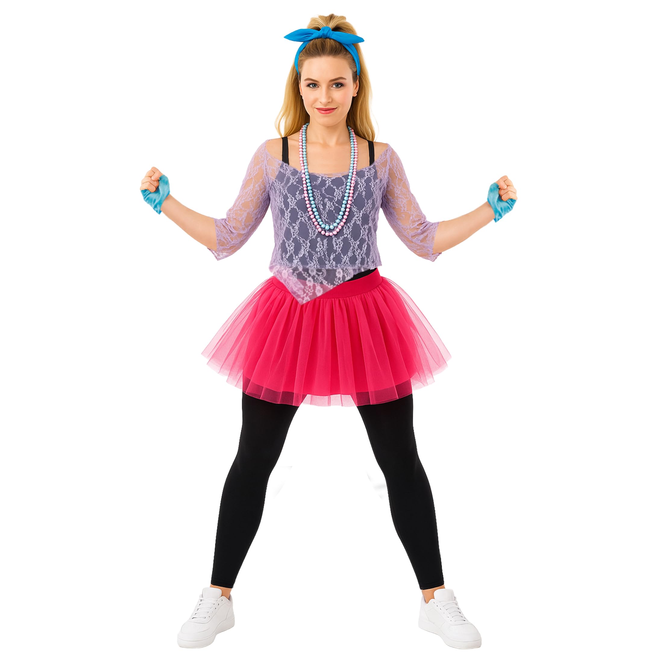 Fun Shack Pink 80s Tutu Costume for Women | Neon Fancy Dress Outfit | Retro Party Dress for 80s Themed Events, One Size