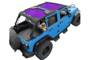 Coverspec JK Sun Shade Top Compatible with Jeep Wrangler 4 Door 2007 to 2018 Sunshade Sunroof Bikini Cover Blocks UV Wind Noise Purple Mesh for Front and Rear 2 pcs