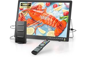 NORTHING 17.2" 1080P Portable TV, 7000mAH Built-in Powered Flat Screen TV with Antenna/USB/HDMI/AV Input, Small Television for Camping Bedroom Kitchen RV Patio Car Power Outage