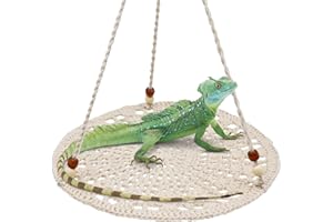 Oooct Reptile Hammock Swing Hanging Bed, Cute Lizard Swing Toy, Cotton Lizard Bed, Reptile Summer Bed for Bearded Dragon Leopard Gecko Lizard Birds Parrots (White)