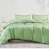JELLYMONI King Duvet Cover Set, Rayon Derived from Bamboo, Cooling Duvet Cover - 1 Hidden Zipper Duvet Cover with 2 Pillowcases, Grass Green