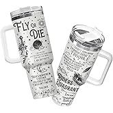 34HD Fantasy Sword Moon Stars Tumbler 40 oz with Handle and Straw, Fly or Die Dragon Insulated Travel Coffee Mug, Bookish Items to Men & Women, Birthday Gifts for Book Lovers and Readers