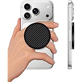 Upcommon SnapPuck Grip Stand, Compatible with MagSafe, Ultra Slim Collapsible Phone Holder, Kickstand, Magnetic Snap Close (Carbon Fiber Pattern)