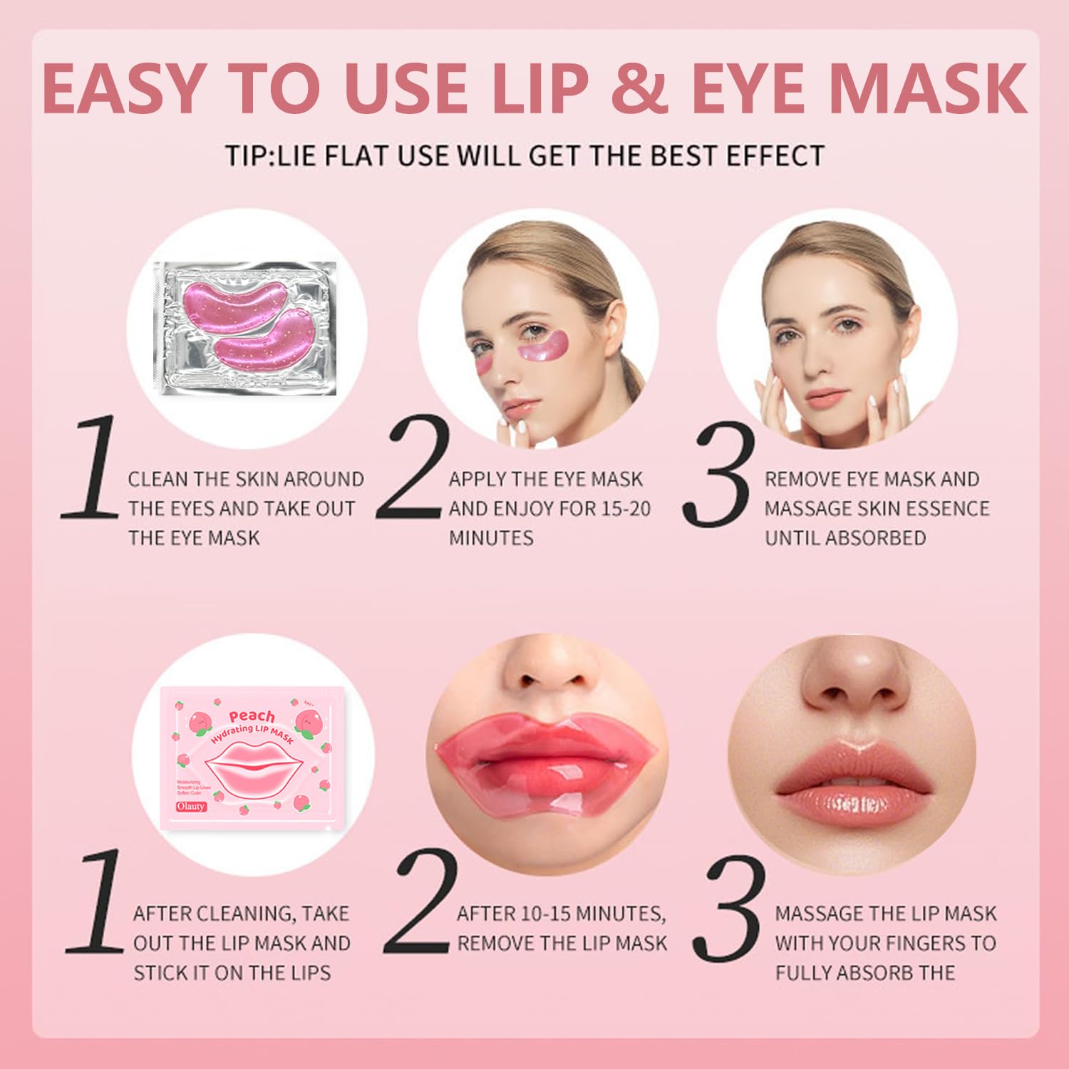 30 Pairs Lip Mask & Eye Mask,Under Eye Patches for Puffy Eyes,Pink Moisturizing Spa Daily Labial Lip Masks,Bachelorette Party Favors & Accessories,Party Favors Adults,Skincare,Stocking Stuffers