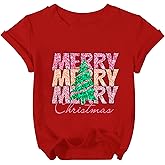 YHHR Christmas Shirt Toddler Boy Girl Merry Christmas Tree Tshirt Santa Xmas Short Sleeve Tee 4-12years