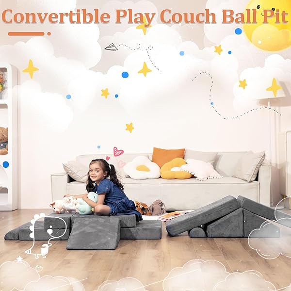 LOAOL MODULAR KIDS PLAY COUCH, KIDS COUCH FOR PLAYROOM, CONVERTIBLE FOAM CLIMBING SOFA FOR TODDLERS, FOAM CLIMBING BLOCKS FOR BOYS AND GIRLS