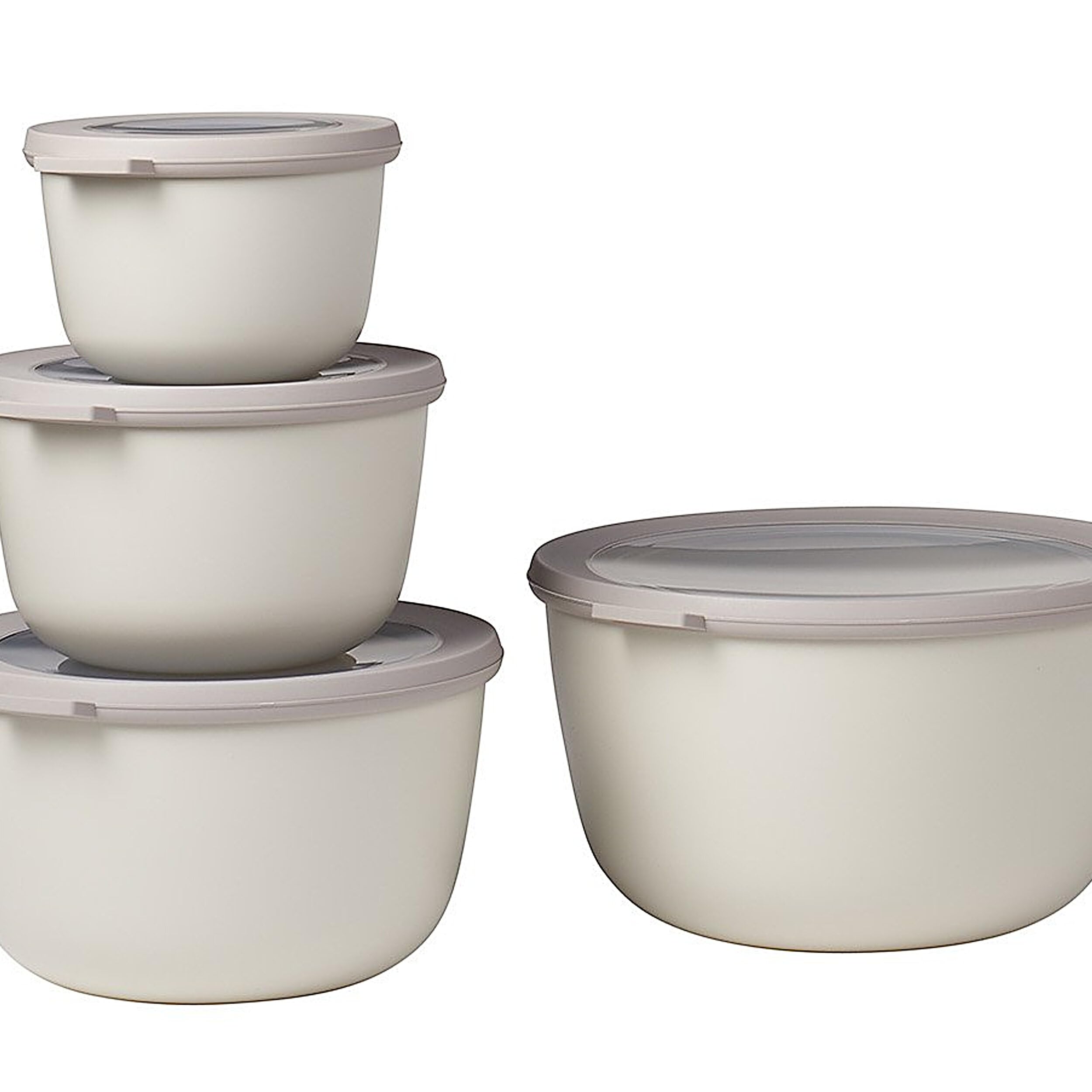 Mepal – Multi Bowl Cirqula 4-Piece Set – Food Storage Container with Lid - Suitable as Airtight Storage Box for Fridge & Freezer, Microwave Container - 500, 1000, 2000, 3000ml - Nordic white