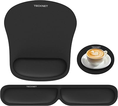 TECKNET Ergonomic Mouse Pad and Keyboard Wrist Rest 3-in-1 Set