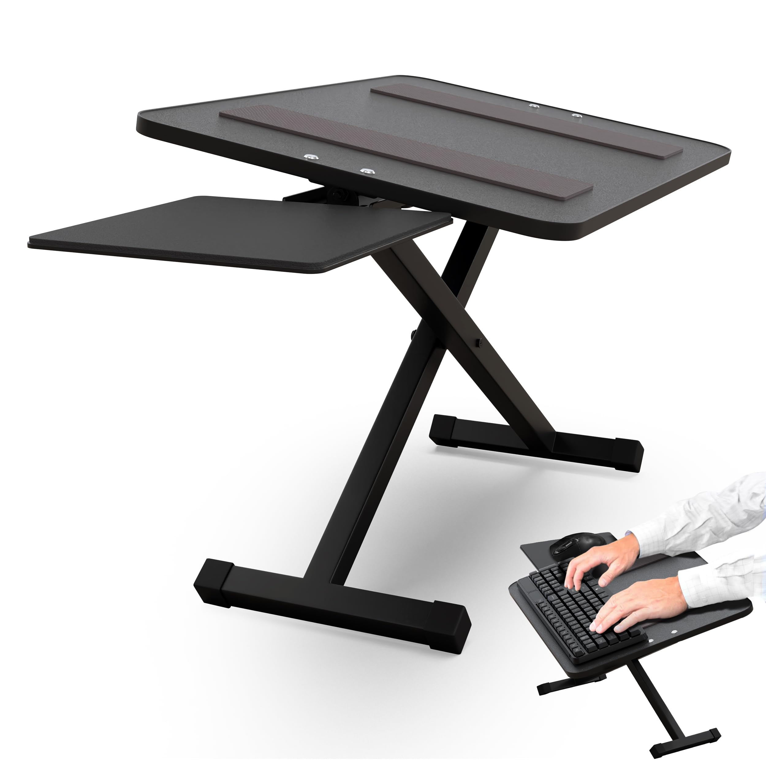 KT3 Computer Keyboard Stand for Desk - Height Adjustable Riser to Standing Height, Wrist-Friendly With Mouse Stand, Lift and Negative Tilt
