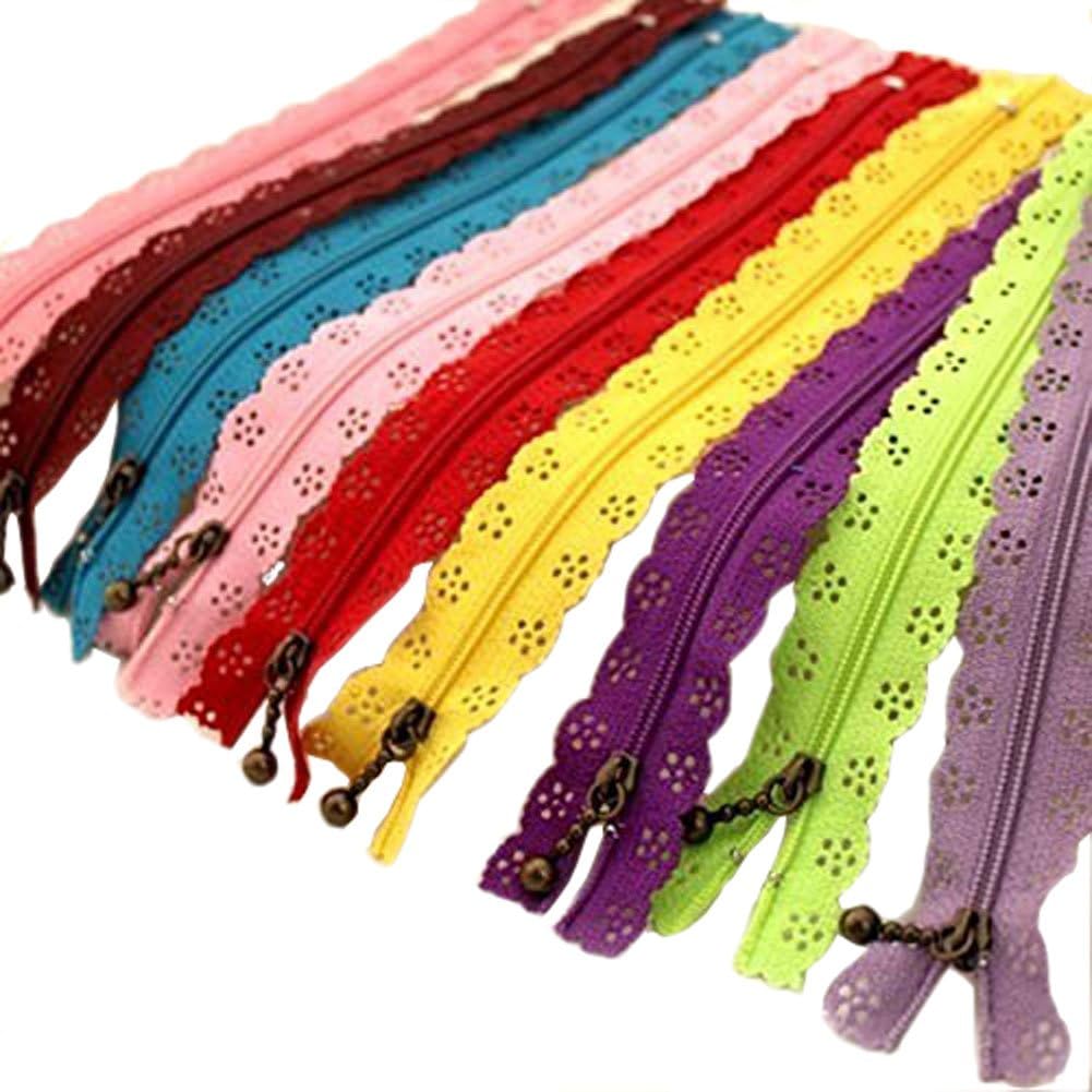 High Quality 20 Pcs Coil Lace Zipper 20cm Long DIY Nylon Flower Floral Zippers For Tailor Craft Clothes Bag Sewing Random Color