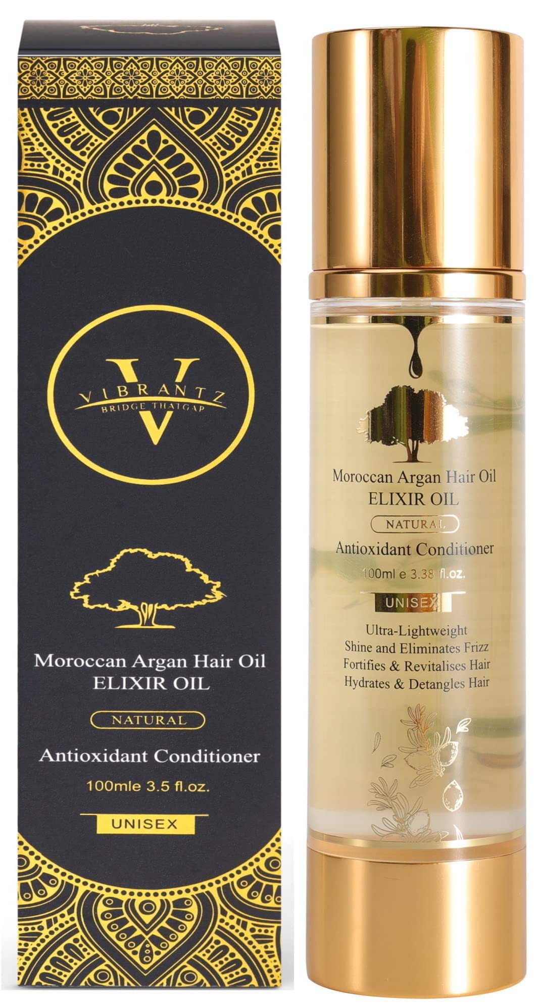 Moroccan Argan Hair Oil with Aloe Vera & Jojoba Seed Oil, Organic Argan Oil for Styling Hair. Beard Oil for Men - Argan Oil For Hair, & For Dry, Over Processed Damaged Hair, Frizz Control -100ml