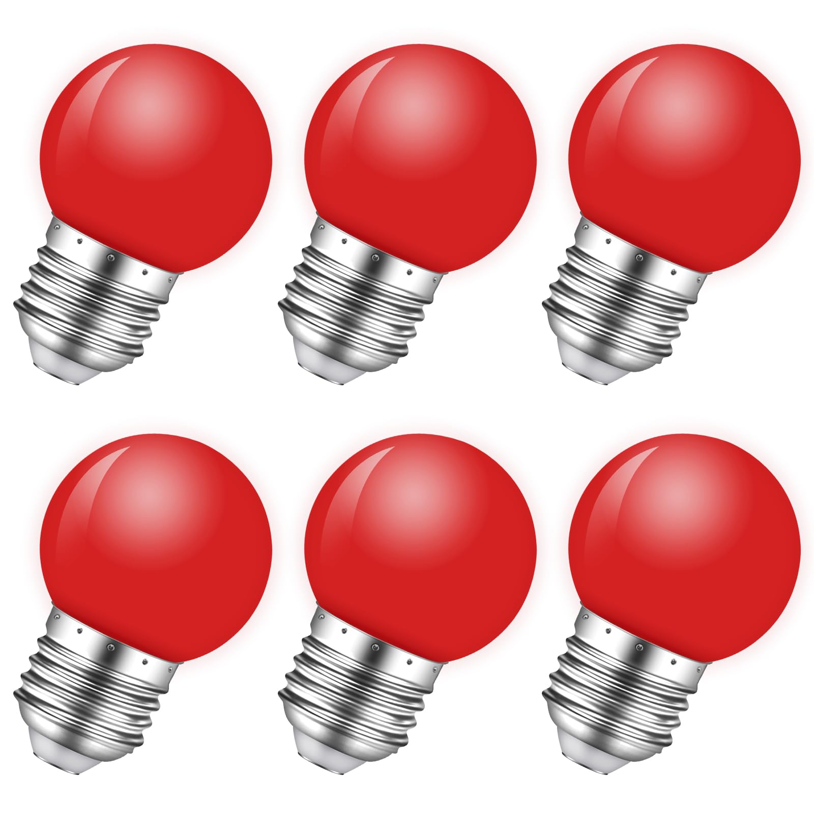 Photo 1 of MZyoyo Red Light Bulb,1W E26 Red LED Lights Bulb,Small Colored Bulbs for Outdoor Indoor,Red Night Lights Bulb 1W Equivalent 5 Watt,Red Colored Bulbs for Halloween Party Christmas Bedroom,Pack of 6