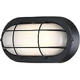 Kumtin Smart Oval Bulkhead Light Fixture, Dimmable Outdoor Wall Lantern, LED Nautical and Sauna Light, 600 Lumen 3000K Warm W