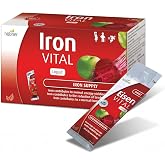 h&uuml;bner Iron Vital Liquid Iron Supply Plus Vitamin C, Dietary Supplement for Adults and Kids, Vegan and Gluten-Free, Fruit Flavor, Box of 20 Packets, 10 ml Each