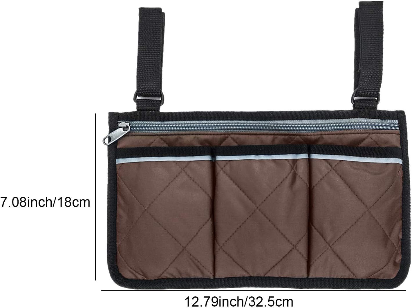 Wheelchair Side Bag with Pouches and Reflective Stripe, Wheelchair Armrest Side Organizer for Electric Wheelchairs, Manual Wheelchair, Lightweight and Easy to Use (Brown): Health & Personal Care