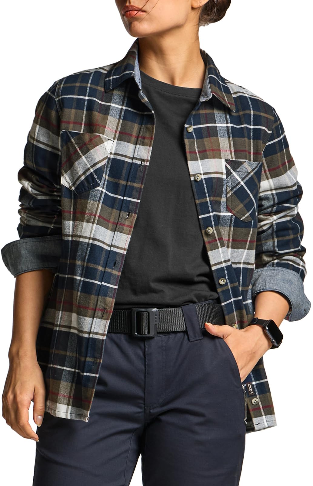 CQR Women's Plaid Flannel Shirt Long Sleeve, All-Cotton Soft Brushed ...