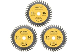 JANCHI 3PACK 3-Inch(75mm) 36T TCT Circular Saw Blade with 3/8-Inch(9.5mm) Arbor, Fast Clean Wood Plastic Cutting Cut-Off Wheel Compatible with Bosch Ridgid Ryobi Milwaukee Dewalt Worx Cut-Off Saw