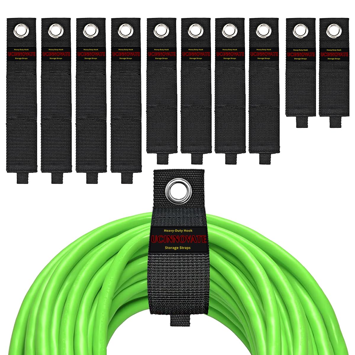 Storage Assorted 10 Pack, Extension Cord Holder Organizer for Garage, Heavy Duty Straps, Hook and Loop Hanger, Cable Wrap Keeper for Cords, Hoses, Rope, RV, Boat