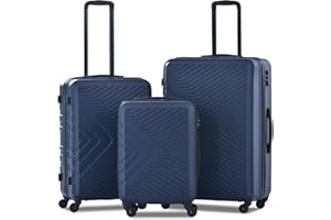 Travelhouse Luggage Sets, Expandable Hardside Suitcases 24in/28in, Carry on 20in,3 Piece Set Travel Luggages Clearance with Double Spinner Wheels TSA Lock Lightweight (Dark Blue-65)