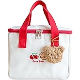 SUGMAILEY Small Insulated Lunch Bags Personalized Bag for Women | Kawaii Bear Cherry Bento Bag for Work Travel or Picnic (Red-Cherry)