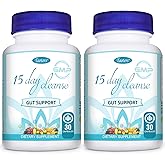 TAOTERS 15 Day Cleanse Gut Support 2 Pack, Detox Supplement with Senna, Cascara Sagrada & Psyllium Husk, for Men and Women | Total 60 Capsules