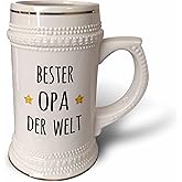 3dRose Bester Opa der Welt - Best Grandpa in the World in German Granddad - Stein Mug, 22oz (stn_321422_1)