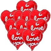 BinaryABC Valentines Day Decorations Balloons,Love Heart Foil Balloons,i Love You Balloon,10Pcs(Red)