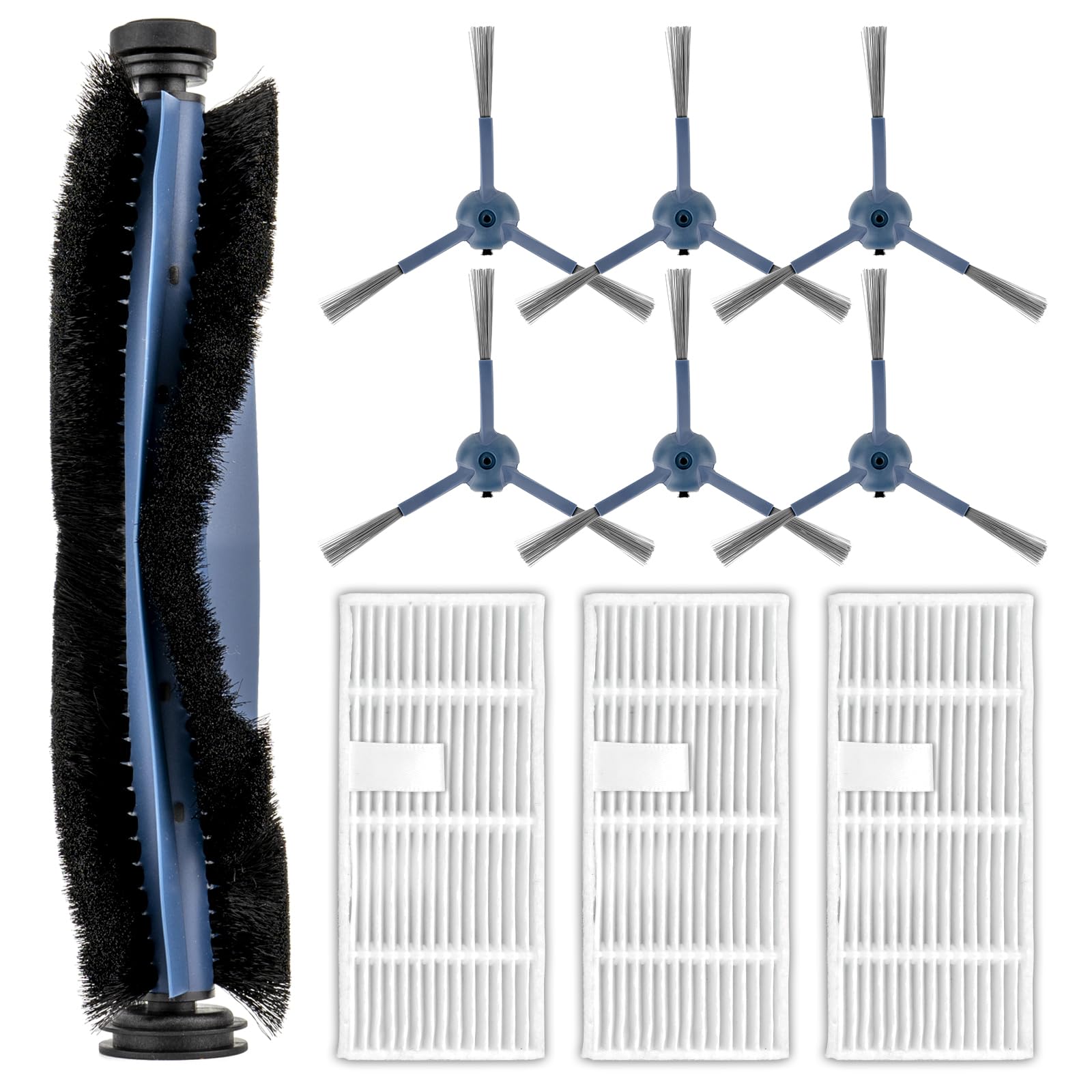 Photo 1 of (10 Pack) C20 Omni Replacement Parts Compatible with Eufy C20 Omni Robot Vacuum, 1 Roller Brush, 6 Side Brushes, 3 HEPA Filters, C20 Omni Vacuum Attachments Accessories Kit