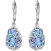 HPQQ Teardrop Earrings for Women Celtic Filigree Drop Earrings Sterling Silver Leverback Earrings Jewelry Christmas Gifts for Women Her