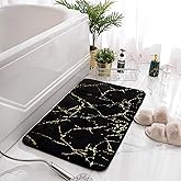Eanpet Marble Bathroom Rugs Nonslip Black Gold Bathroom Mats Ultra Soft Washable Bath Mats for Bathroom Floor Mats Carpet Water Absorbent Shower Rug Decoration for Bedroom Living Room