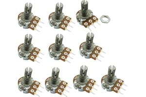 Ferwooh 10PCS B5K 5K Ohm Adjustment Single Linear Rotary Taper Potentiometer Shaft 15mm