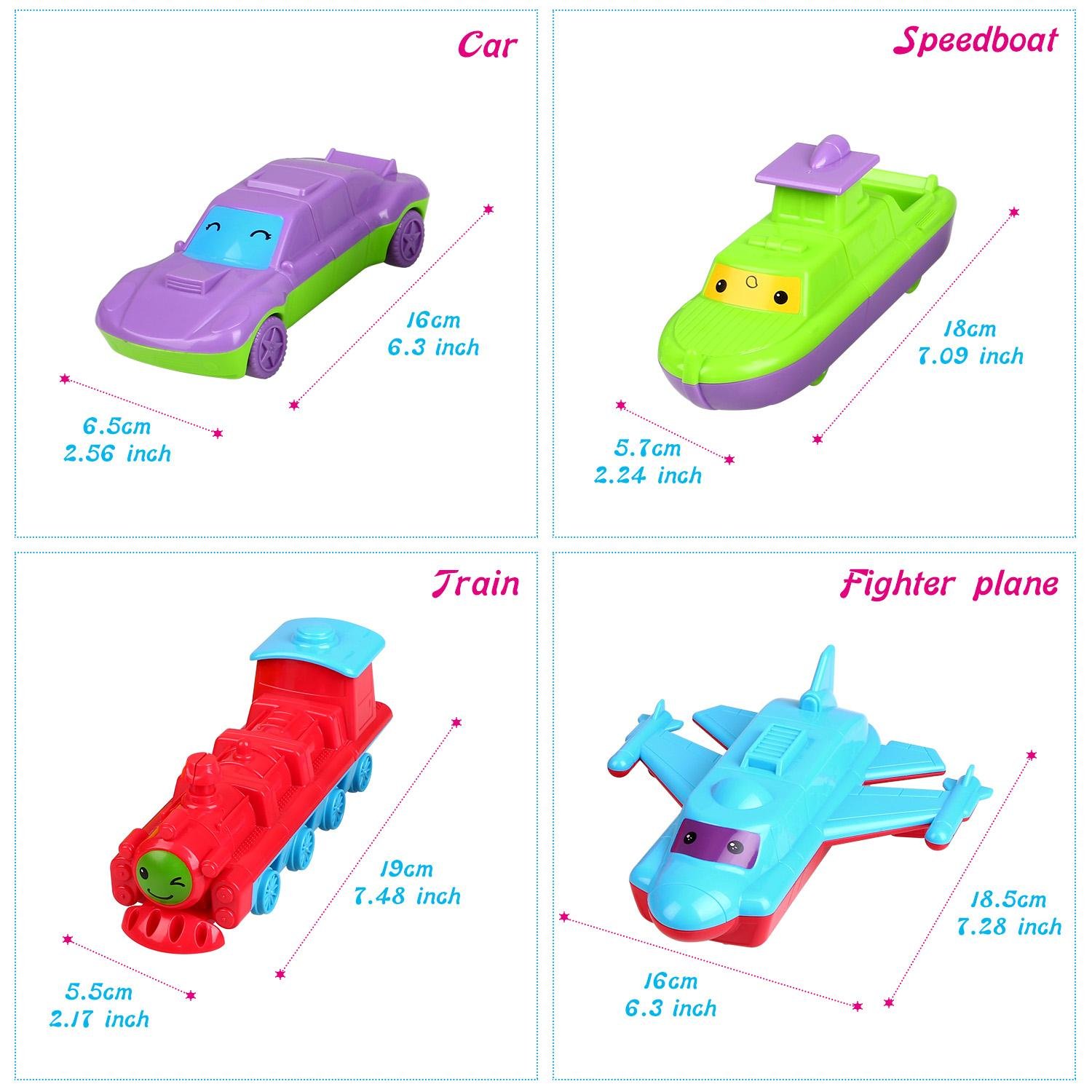 Toddler Musical Cars Toys Set Assembly Car Speedboat Train Plane Kits with Light and Music Best Gifts for Toddlers Kids by Peradix