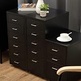 HollyHOME 5-Drawer Mobile File Cabinet with Casters, Black Metal Storage view 6