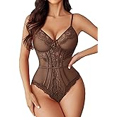 Avidlove Women Sexy Lingerie Sheer Lace Bodysuit V Neck Teddy Lingerie One Piece Mini Babydoll