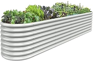 FRIZIONE 9FT(L)×2FT(W)×2FT(H) Raised Garden Bed Outdoor, 9 in 1 Adjustable Raised Garden Beds for Flower, Raised Planter Box Outdoor for Herb, Vegetable-White
