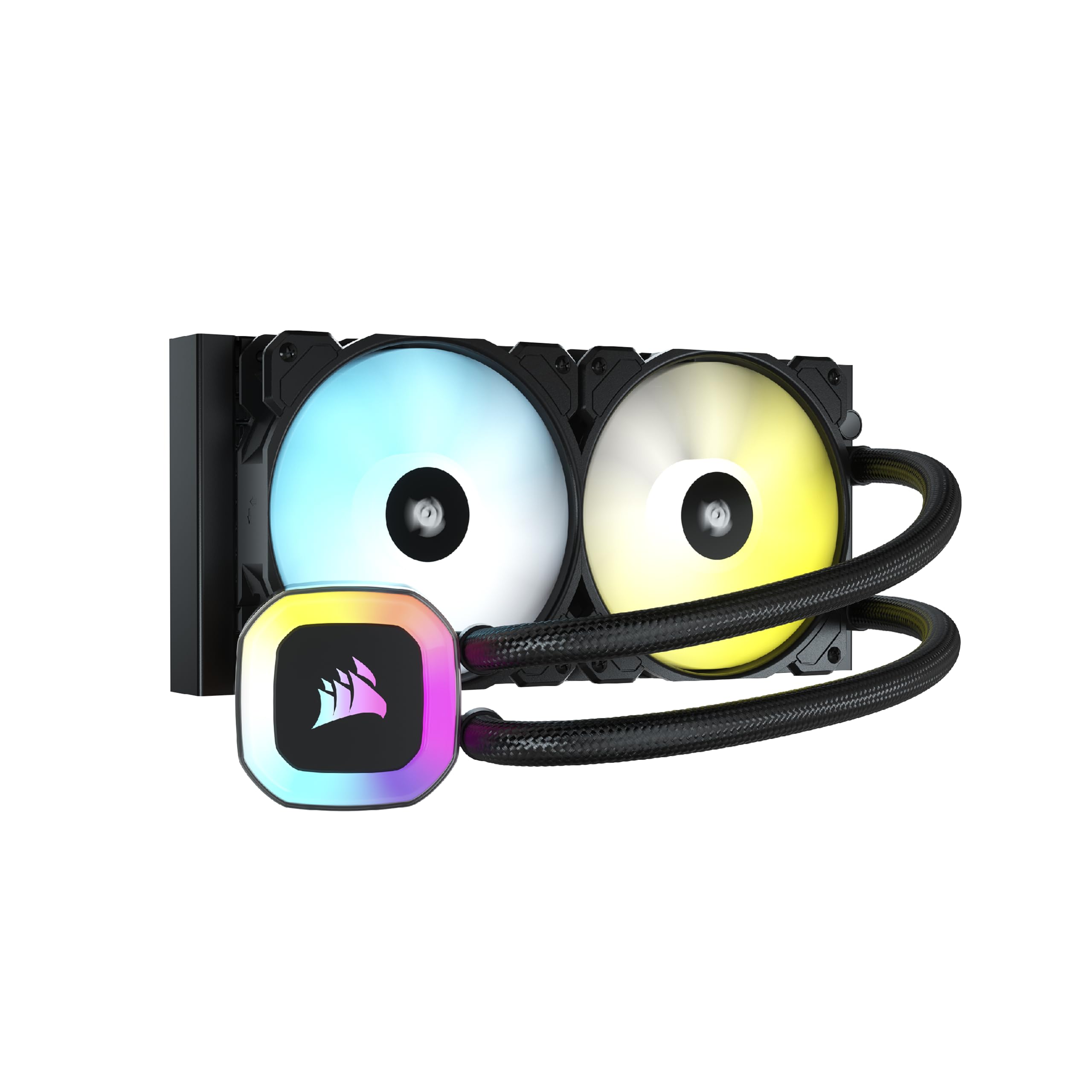 Corsair H100 RGB Liquid CPU Cooler - 240mm AIO - SP120 RGB ELITE Fans - Fits Intel LGA 1200/115X/2066, AMD AM4 - Motherboard ARGB Adapter Included - Black