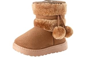 oelaio Baby Boys Girl Winter Warm Shoes Cozy Fleece Snow Boots Toddler Non-Slip Walking Shoes Infant Outdoor Faux Fur Booties