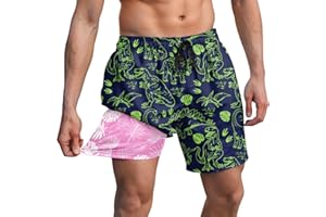 westwolf Men Swim Trunks 5.5 Inch Board Shorts 2 in 1 Swimwear with Compression Liner