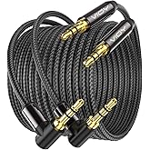 VIOY Aux Cord 6.6 FT + 6.6 FT, 3.5 mm Audio Cable Right Angle-1/8 Male to Male Headphone Auxiliary Stereo Jack Cable 90 Degre