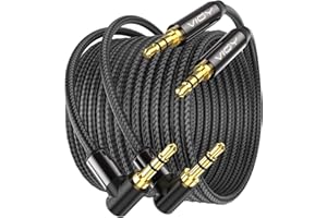 VIOY Aux Cord 10 FT + 10 FT, 3.5 mm Audio Cable Right Angle-1/8 Male to Male Headphone Auxiliary Stereo Jack Cable 90 Degree for Car Compatible with Headphone, Car Stereo, Speaker, Echo & More