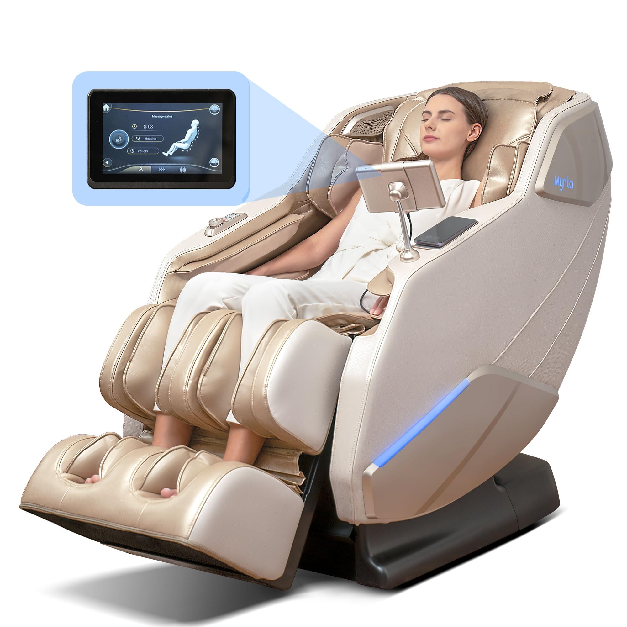Photo 1 of MYNTA Massage Chair Full Body with Heat, Zero Gravity SL-Track 3D Massage Chairs with Thai Stretching, 12 Modes,12 Massage Techniques, Calf & Foot Massage, Wireless Charging, White Noise