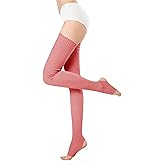 v28 Women Girls Thigh High Neon Ribbed Long 80s 90s Party Skating Leg Warmers