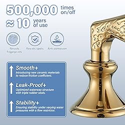 Vidugg Gold Swan Bathroom Sink Faucet 3 Holes