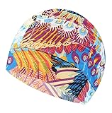 Ewanda store Colorful Pleated Nylon Cloth Swim Cap