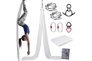 PRIOR FITNESS Aerial Silks Kit Colorful 9/15/20 Yards 40D Nylon Fabric Hammock Set With Hardware & Guide for All Levels Of Aerial Yoga Practice and Acrobatic Flying For Adults Aerial silk