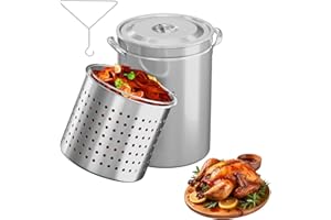 ROVSUN 44-Quart Stainless Steel Turkey Fryer & Seafood Boil Pot with Basket, Lid & Hook, Large Stock Pot for Outdoor Cooking of Turkey, Crawfish, Crab, Lobster & Shrimp
