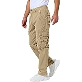 VOPOKER Men's Cargo Pants with 8 Pockets Ripstop Cotton Cargo Pants for Men Hiking Camping Fishing Running